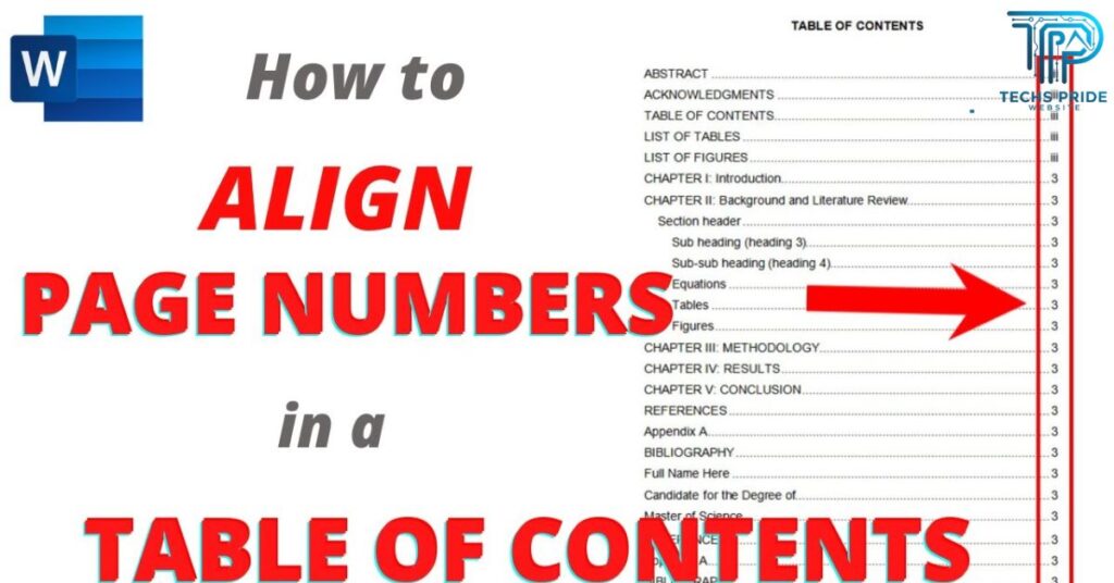 Align the web page numbers to the proper